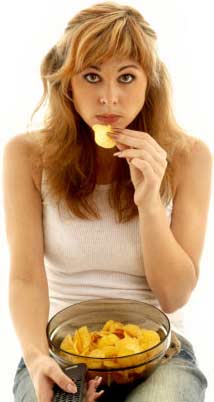 Lady eating refined foods is placing herself at risk of hemroids / hemorrhoids / piles
