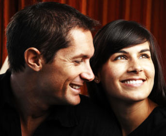 Smiling couple, enjoying their company
